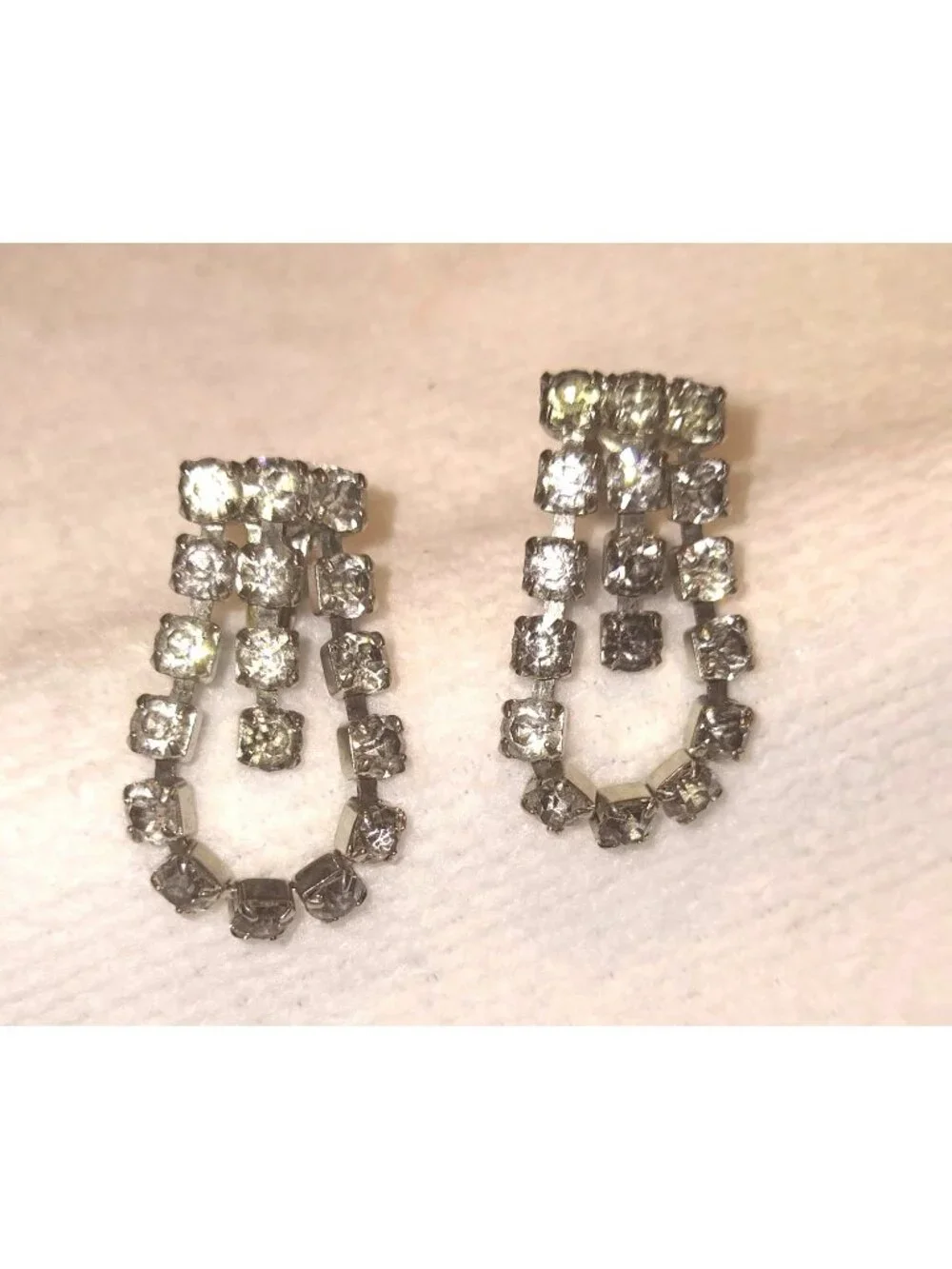 Coro Vintage Rhinestone Clip-On Dangle Earrings